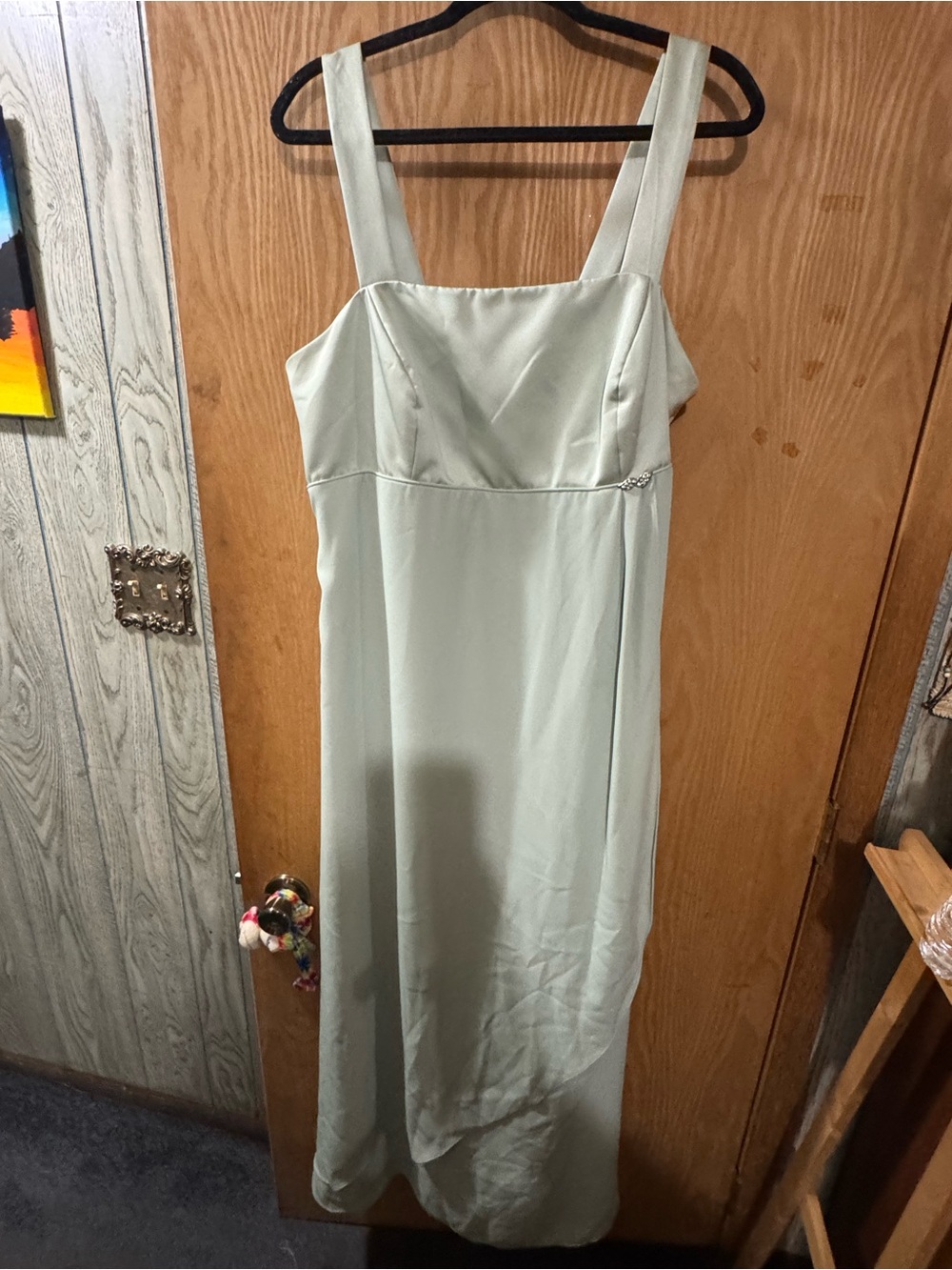 Alfred Angelo Pale Mint Square-Neck Maxi Dress